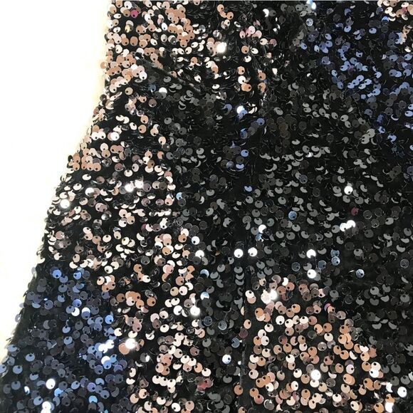 FREE‎ PEOPLE Glitter & Gold Sequin Velvet Midi Dress Blue Black Size Medium New - Picture 10 of 16